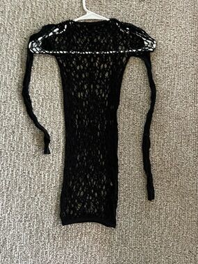 Source Unknown Black Sheer Crochet Mini Dress